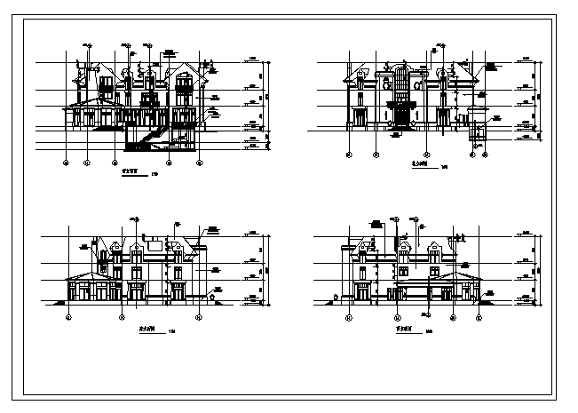 1534平方米某三层带地下室D型别墅建筑施工cad图，共十二张_图1