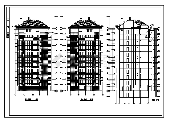 3457平方米某十一层带地下室住宅楼建筑施工cad图，共十一张-图一