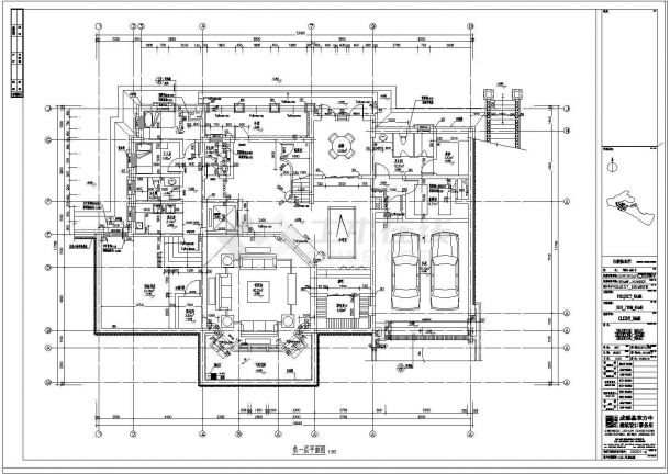 某多层框架结构小别墅设计cad全套建筑施工图（含装修设计）-图二