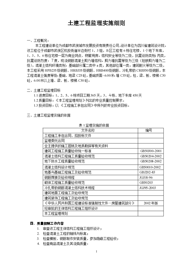 成都市武侯区某土建工程监理实施细则-图一