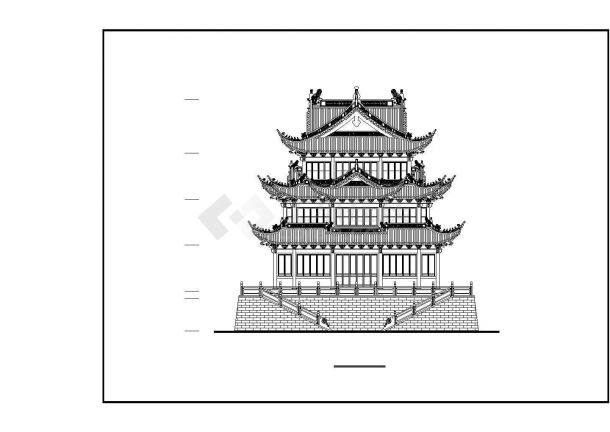 某地仿古万佛殿设计cad立面建筑方案图（甲级院设计）-图一