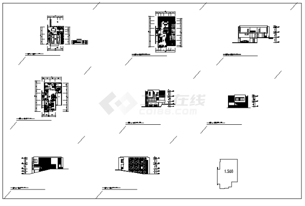 二层带地下室私人别墅方案设计cad图(带效果图，共八张)-图一