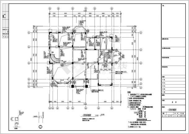 某三层框架结构别墅设计cad全套建施图纸（含设计说明，含结构设计）-图二