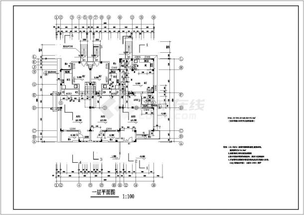 某二层带阁楼层砖混结构简欧风格小别墅设计cad建筑方案图（标注详细）-图一