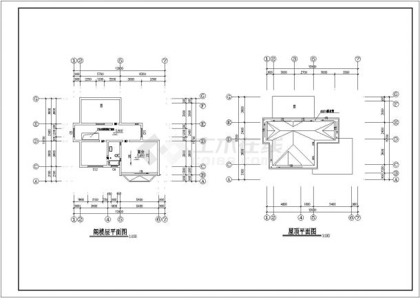 某二层带阁楼层框混结构简欧风格小别墅设计cad建筑方案图（甲级院设计）-图二