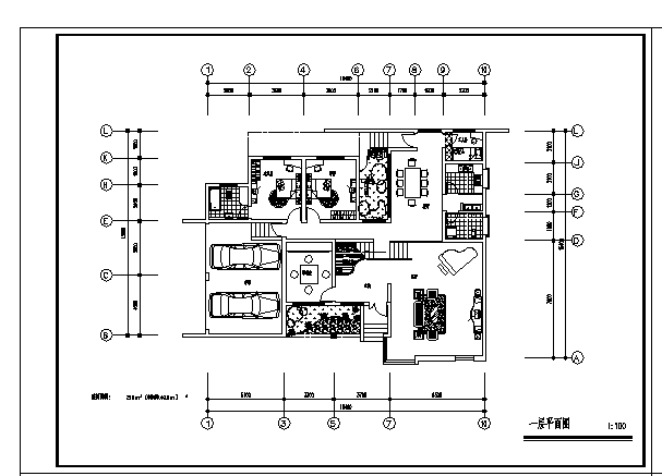 二层欧式小别墅建筑施工cad图，共三张_图1