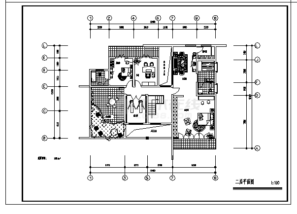 二层欧式小别墅建筑施工cad图，共三张-图二