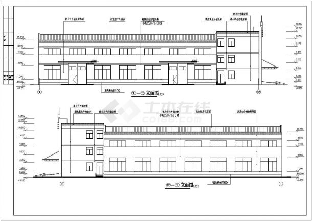 某框混结构三层工业厂房设计cad全套建筑施工图-图一