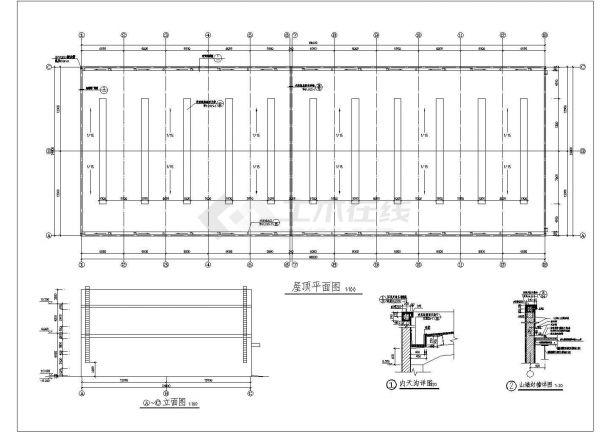 某砖混结构二层工业车间设计cad建筑施工图-图一