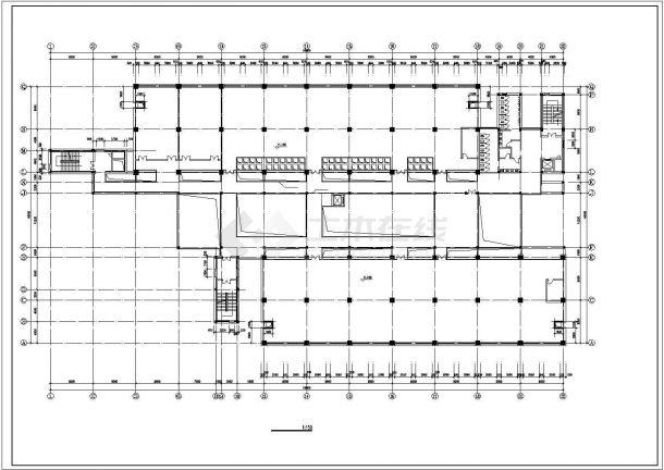 成都市某高校7500平米6层框架结构图书馆平面设计CAD图纸（含地下室）-图二