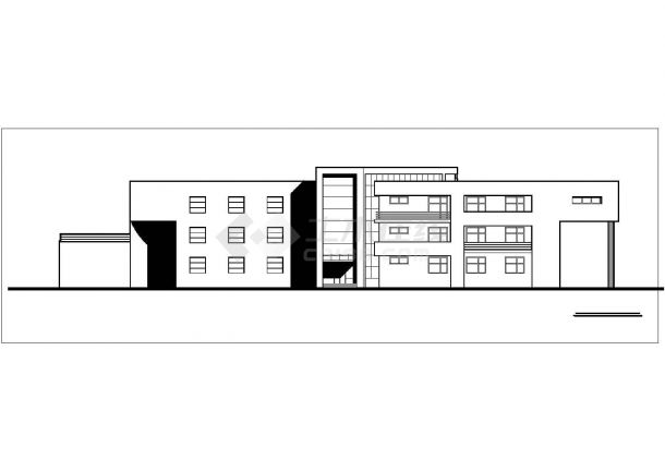 天津某大学2900平米3层框架结构活动中心建筑设计CAD图纸-图二