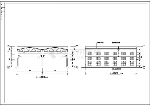 某工厂一层轻钢结构车间设计cad详细建筑施工图-图二