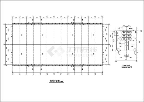 某单层门式刚架结构生产车间设计cad全套建筑施工图（含设计说明，含2套设计）-图一