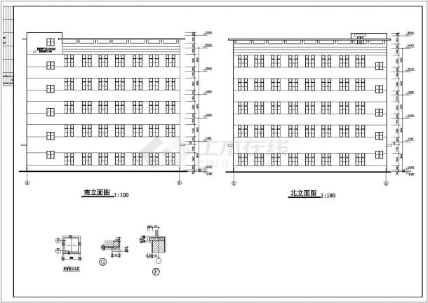 某电子厂六层框架结构综合楼设计cad全套建筑施工图（含设计说明）-图一