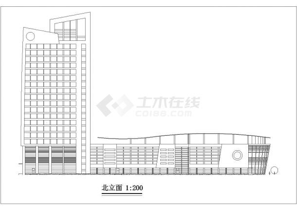 上海市某大学科技园19层框架办公楼立剖面设计CAD图纸-图一