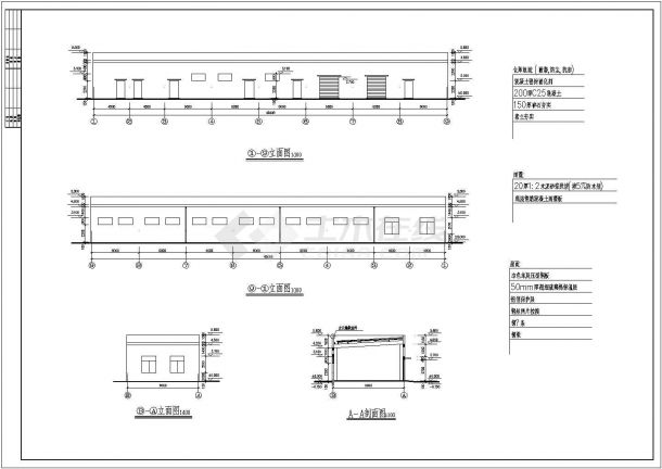 某一层框架结构综合仓库设计cad详细建筑施工图（含设计说明）-图二