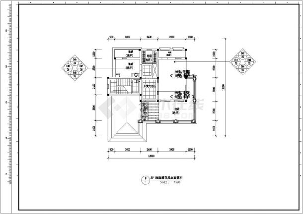 泰州某多层别墅室内装修设计cad全套施工图（标注详细）-图二