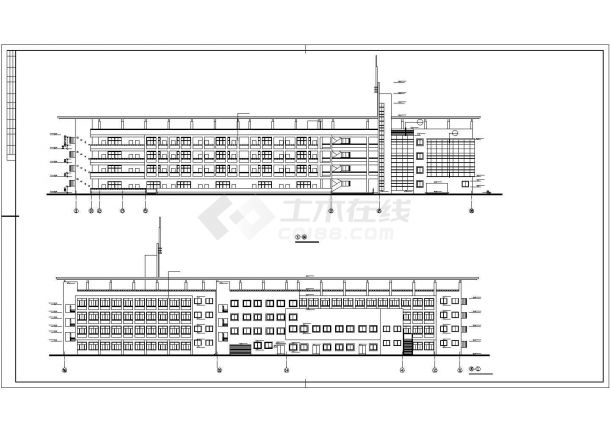 海口市某职业学院8400平米4层框架教学综合楼建筑设计CAD图纸-图二