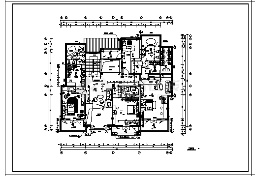 三层高档别墅建筑施工cad图(含阁楼设计，共十四张)-图二