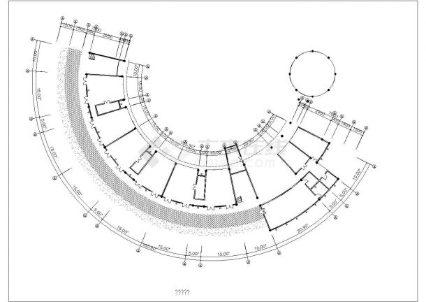 锦州市某社区3600平米4层框架弧形结构幼儿园平立面设计CAD图纸-图一