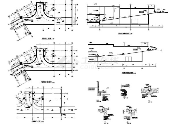 北京某大型百货商场停车场汽车坡道设计CAD施工图-图二