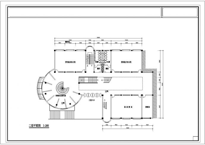 扬州市某大学3层框架结构科学活动中心平立面设计CAD图纸_图1
