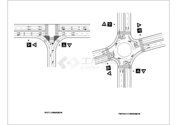 经典停车场图例和路口标志设计cad图纸（甲级院设计）-图二