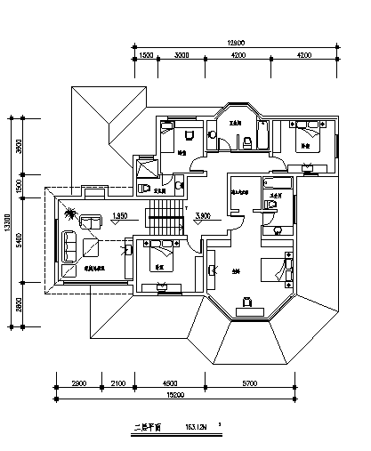 404平方米二层别墅建筑施工cad图(含三套设计，共十一张)-图一