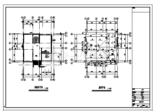 381平方米某二层带阁楼别墅建筑施工cad图，共八张-图二