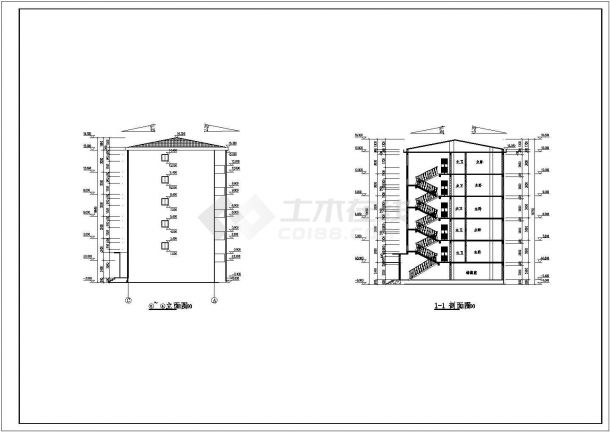 长沙市凤城园小区4100平米5层框架住宅楼CAD建筑设计图纸-图二