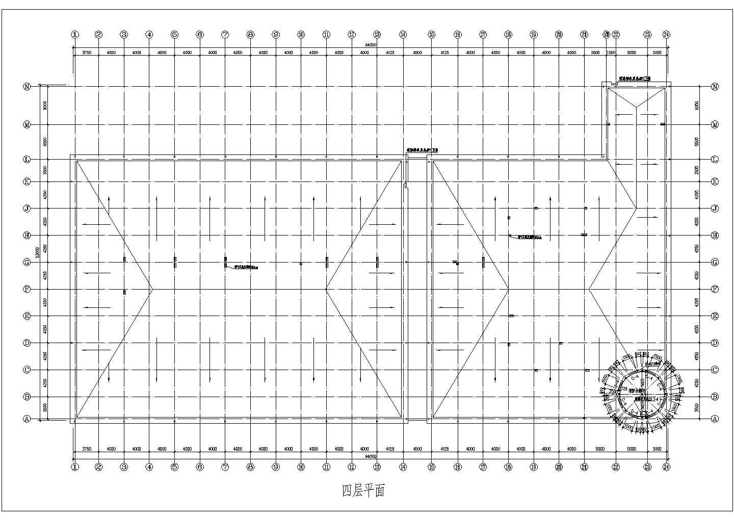 某四层框混结构商场设计cad全套建筑施工图（甲级院设计）