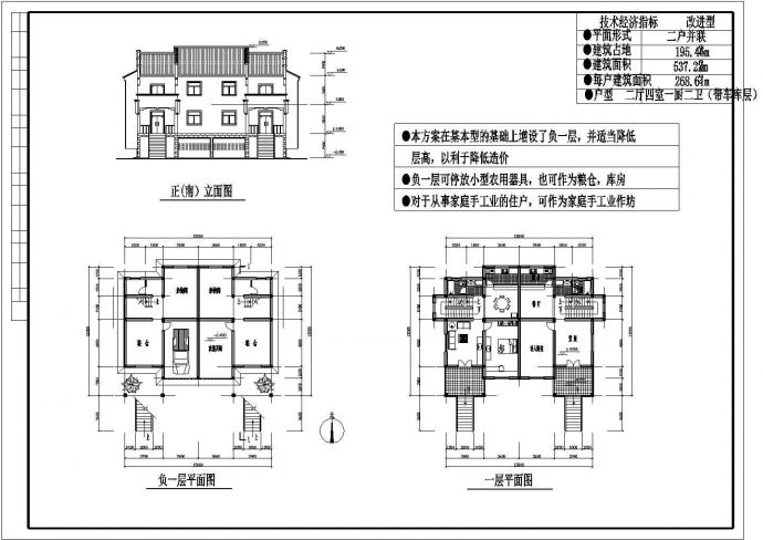 某二层砖混结构农村小康住宅设计cad建筑方案图（带效果图）_图1