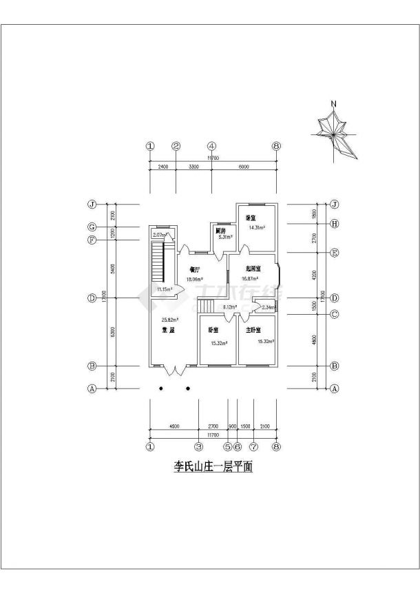 某农家小型住宅设计cad详细建筑图-图二