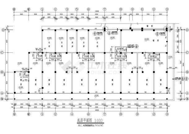 某七层框架结构商住楼设计cad全套建筑施工图（甲级院设计）-图一