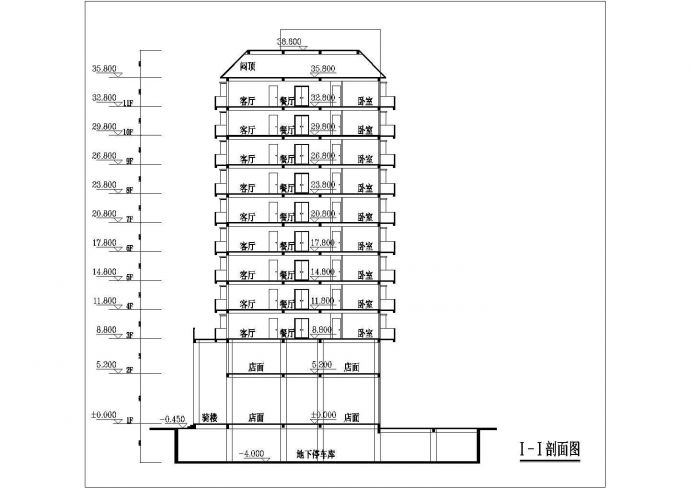 某沿街高层商住楼设计cad建筑方案图_图1