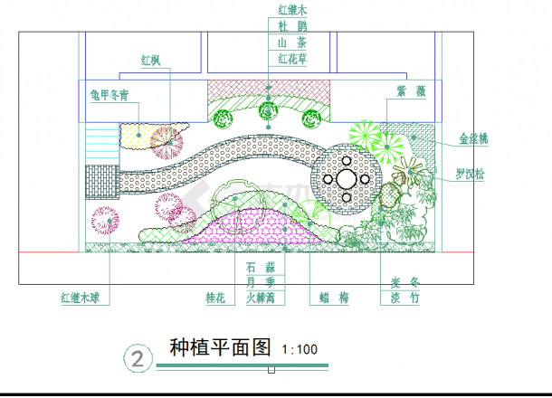 某私人庭院景观绿化设计cad平面施工图（甲级院设计）-图二