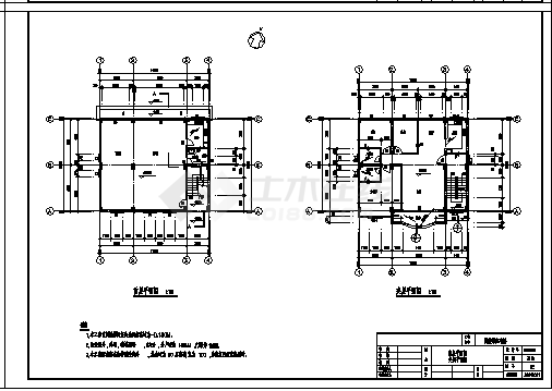 某四层私人住宅楼建筑施工cad图(带夹层设计，共二十一张)-图二