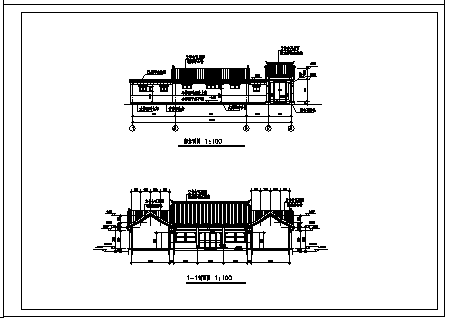 单层四合院住宅建筑施工cad图，共四张-图二