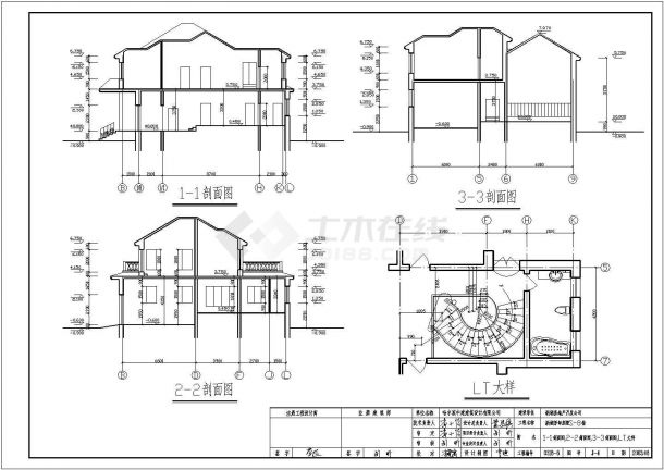 某二层框架结构欧式小别墅设计cad全套建筑施工图（标注详细）-图一