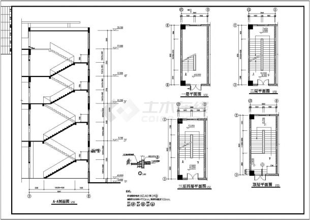 某剪力墙结构十七层办公楼设计cad全套建筑施工图（标注详细）-图二