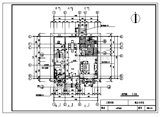 403平方米某三层独立豪华住宅建筑施工cad图，共十八张-图一