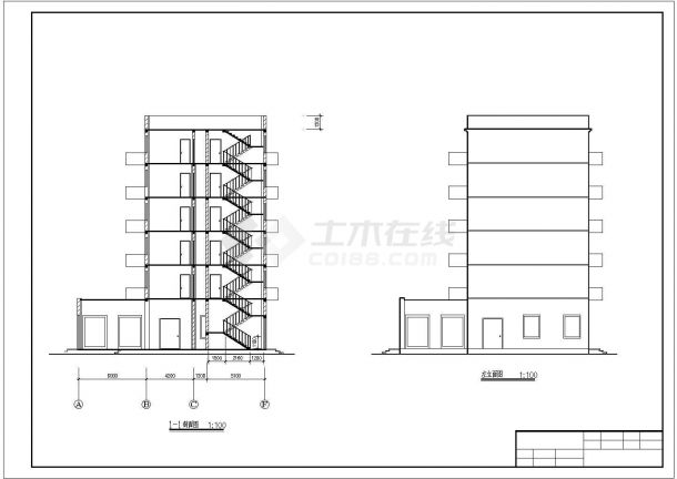 3500平米左右6层临街商住楼全套CAD建筑设计图纸（底层商用）-图二