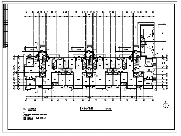 十二层现行经典住宅楼建筑施工cad图(带地下室设计，共十三张)-图二