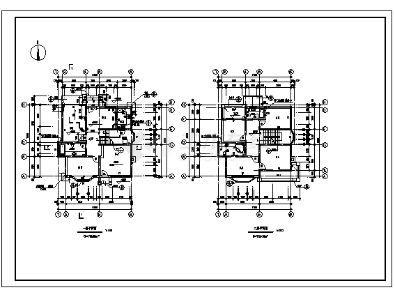 328平方米某三层C型别墅建筑施工cad图(带阁楼设计，共十五张)-图一