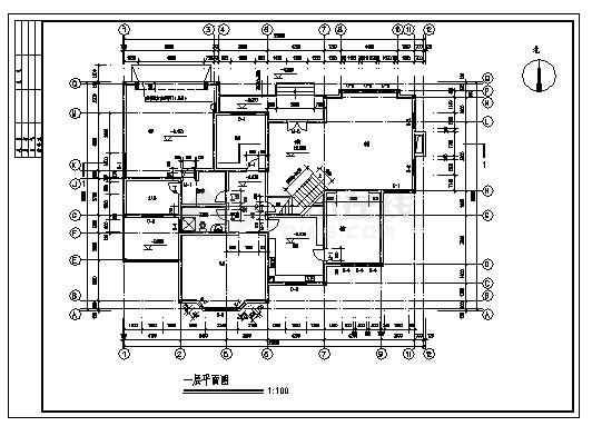 432平方米二层小别墅全套建筑施工cad图，共九张-图一