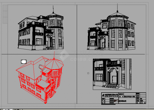 某三层别墅设计cad全套建筑施工图（含结构设计，含电气设计）-图二