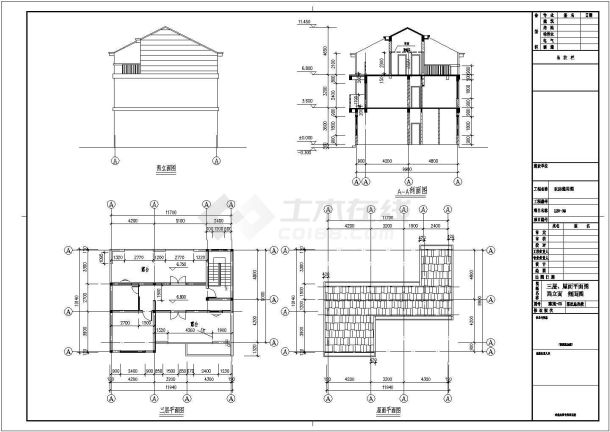 某砖混结构三层别墅设计cad全套建筑施工图（ 含设计说明，含结构设计）-图二