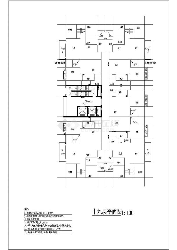 河南省禹州市市区某高层商务住宅方案设计CAD图纸-图一