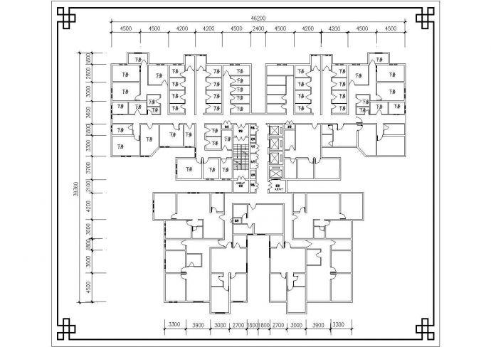 浙江省瑞安市某高层小区户型施工设计CAD图纸_图1