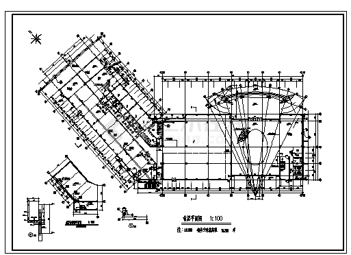 三层小区会所全套建筑施工cad图，共十五张-图二